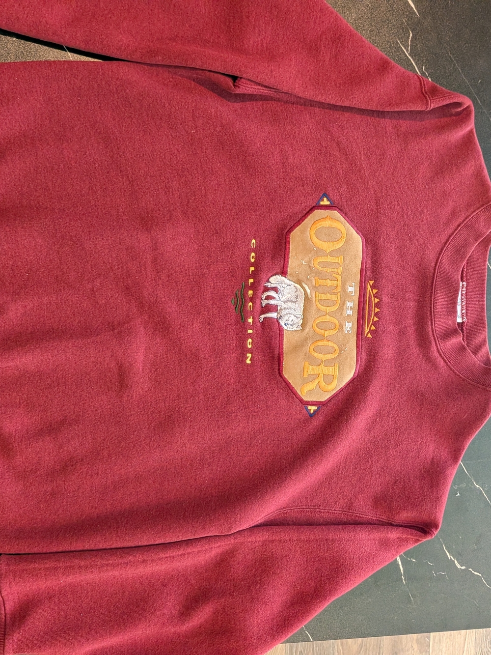 VINTAGE unisex Burgundy 'Outdoor' Embroidered Sweatshirt - Picture 4 of 8